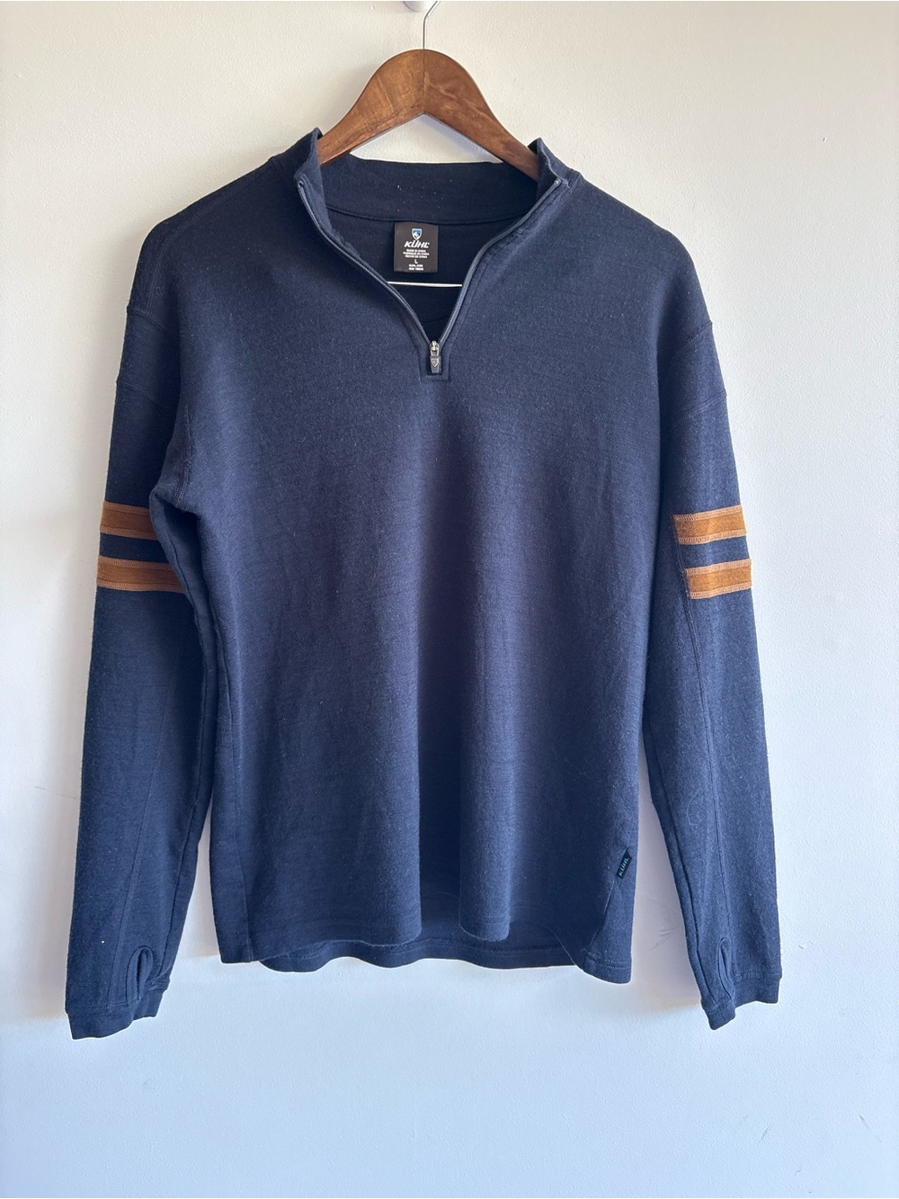 KÜHL Interceptr Merino Wool Quarter Zip Pullover Navy Sweater Men’s Large - Picture 2 of 13